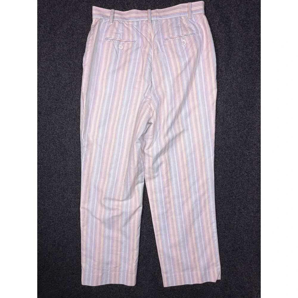 Vintage Brooks Brothers Trousers Women 6 White Multi Stripe Straight Leg Cotton